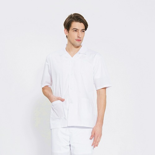 [위생복 반팔] MEN Spandex Shirts (Short) - White